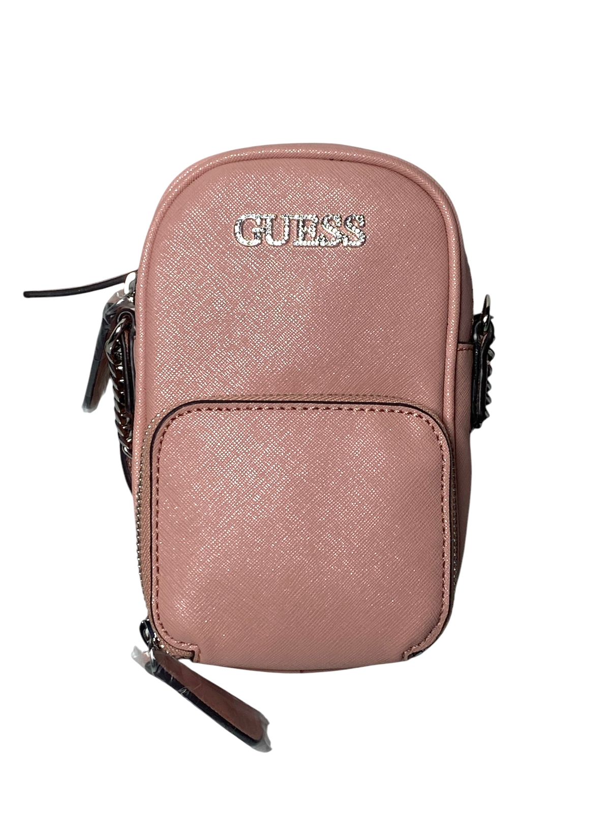 Crossbody Guess Rosa Compacto con Detalles de Cadena - Estilo Moderno y Funcional