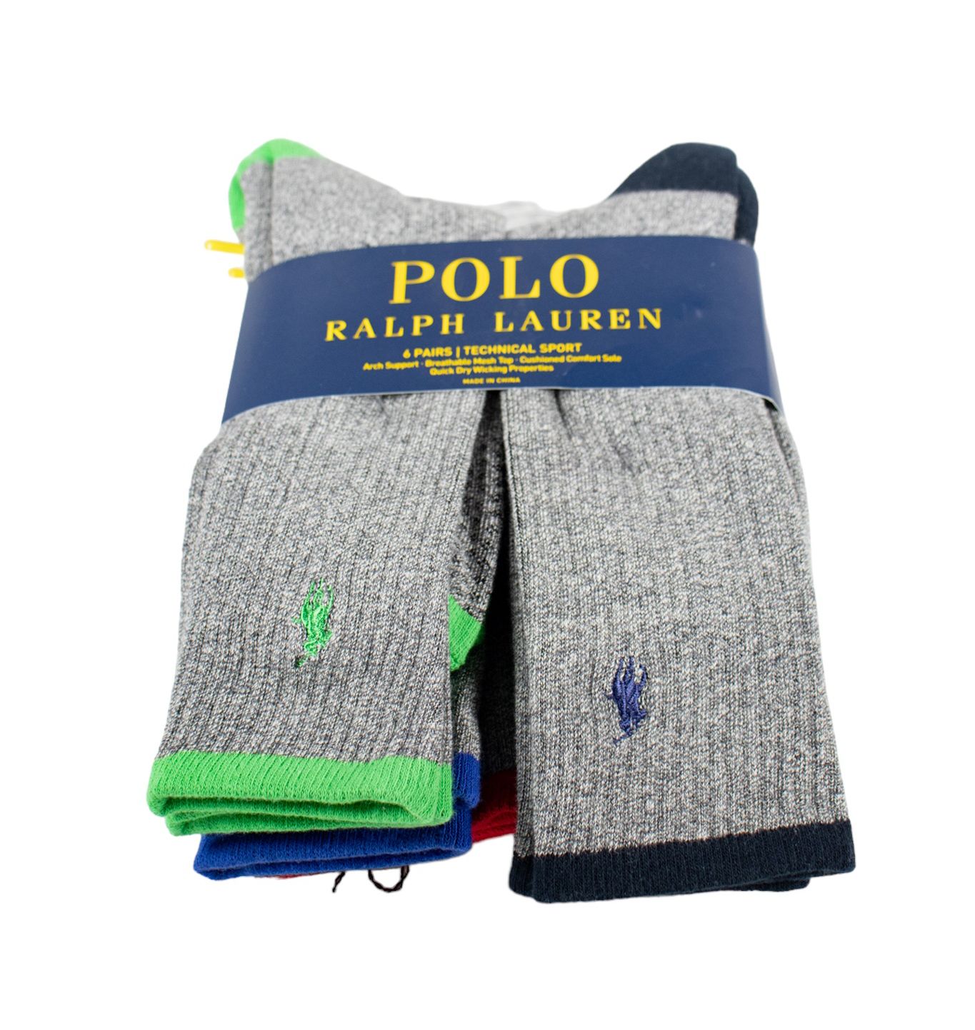 Calcetas Altas Polo Ralph Lauren (6 Pares, Gris con Colores)